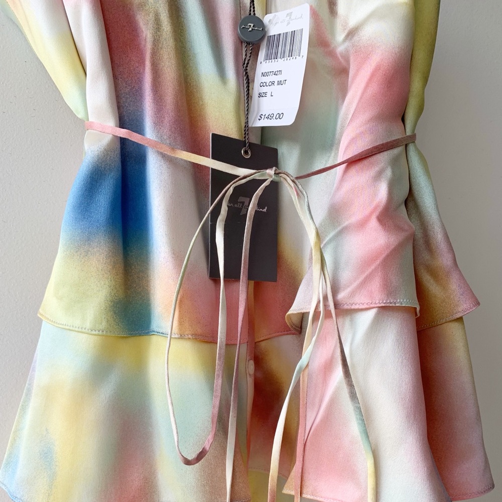 NWT 7 For All Mankind Silk Blouse Size L.